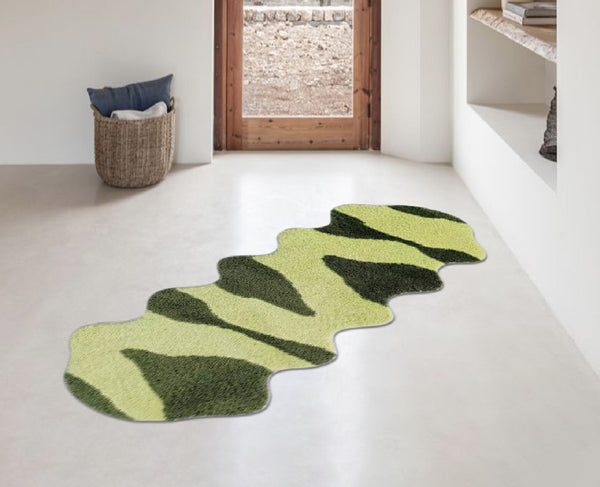 colorful camo print tufted wavy squiggle rug home decor fun homes interior maximalist geometric print