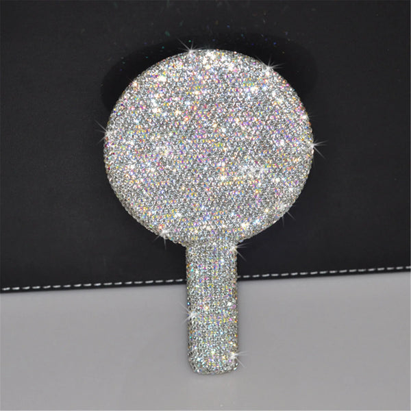rhinestone sparkling sparkle glitter diamond handheld hand mirror vanity accessories cute heart shaped round square girly princess decor