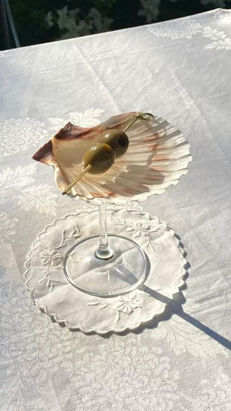 handmade pearl seashell sea shell champagne glass coupe glass kitchen and dining glassware home accessories drinkware decor interior design cute aesthetic decor martini glass cocktail
