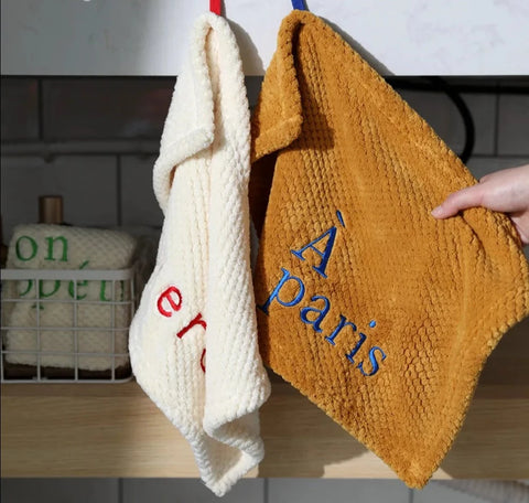 french letter parisienne parisian hand towels for kitchen bathroom merci a paris textured soft fabric 