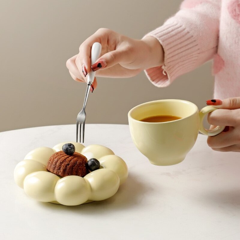 Sunflower Ceramic Mug and Plate Set / Chunky Tea & Coffee Cup – Peppery ...