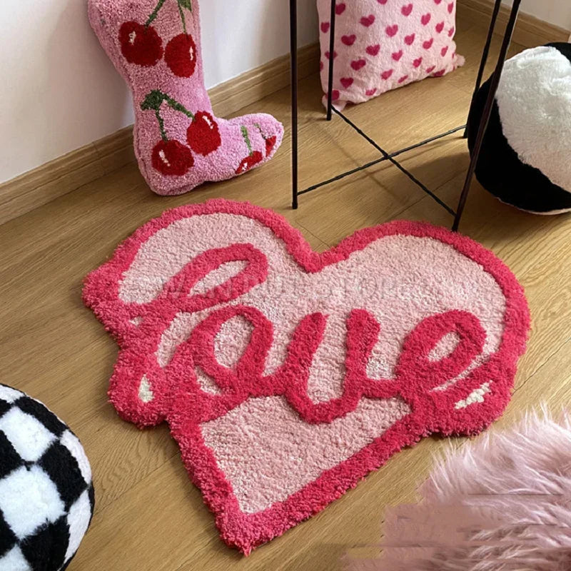 Heart Kitchen Rugs Love Pink Heart Rug – Peppery Home