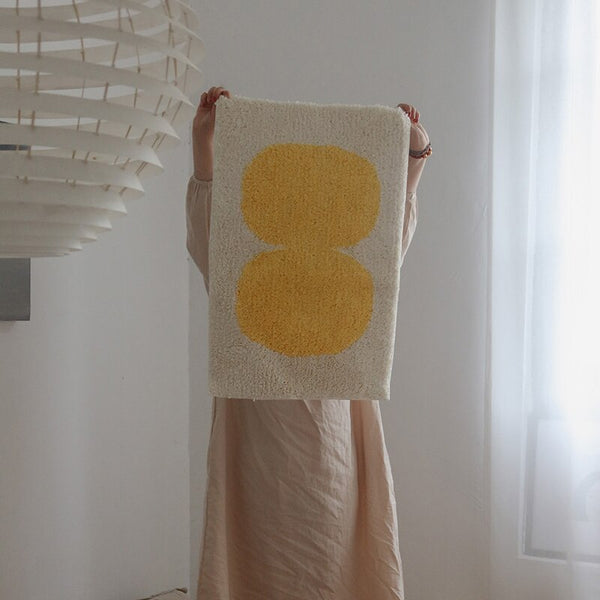 minimalist minimal neutral wabi sabi nordic style tufted bathroom rug bath mat home decor soft abstract pattern