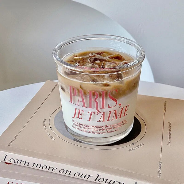 Paris parisien glass tumbler mug coffee tea drinkware kitchen and dining cute tableware home accessories cooking pink glass cup