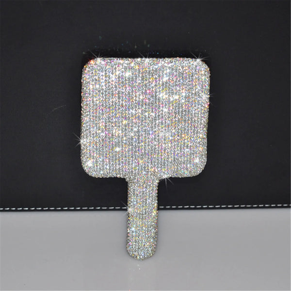 rhinestone sparkling sparkle glitter diamond handheld hand mirror vanity accessories cute heart shaped round square girly princess decor