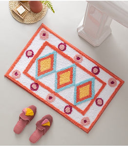 pink geometric bath mat bathroom rug