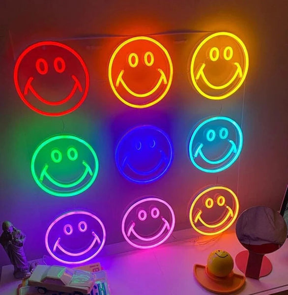 smiley smile emoji led neon sign wall decor lamp fun colorful colourful maximalist home decor lighting