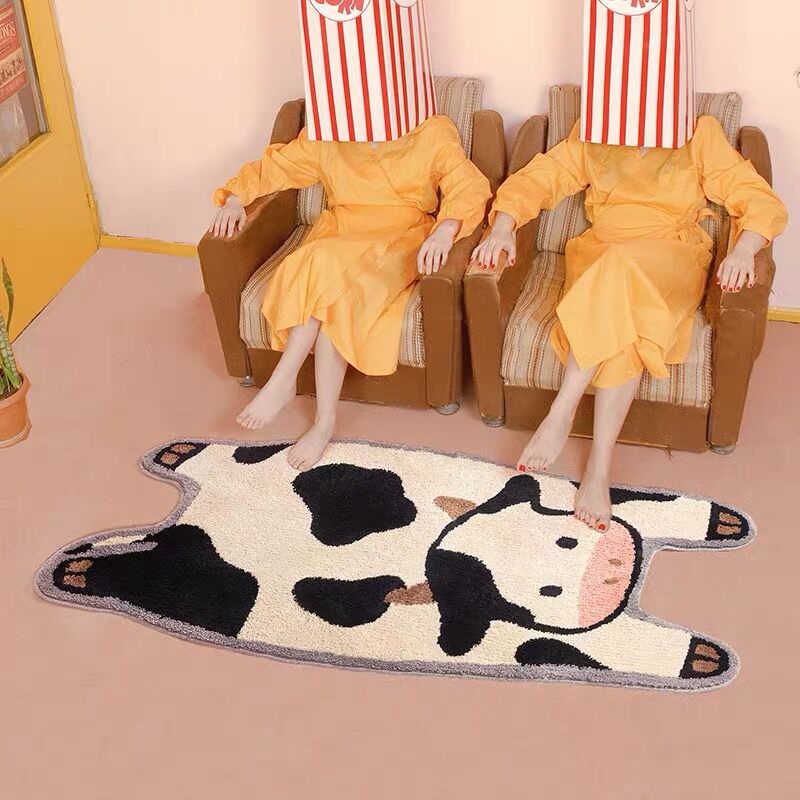 MOO! Cow Rug Colourful Cute Nursery Kids Room Area Rug