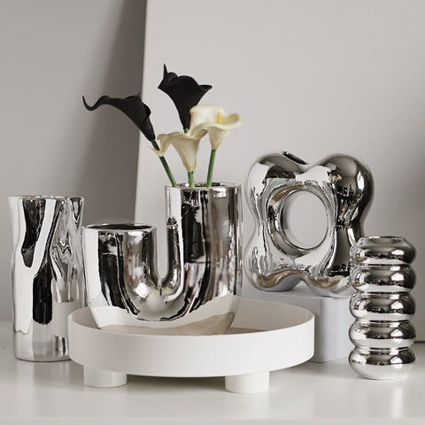 bauhaus inspired silver modern vases holders home decor homewares y2k 