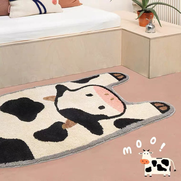 cute fluffy cow moo rug for nursery nurseries kids room area rug maximalist home animal decor