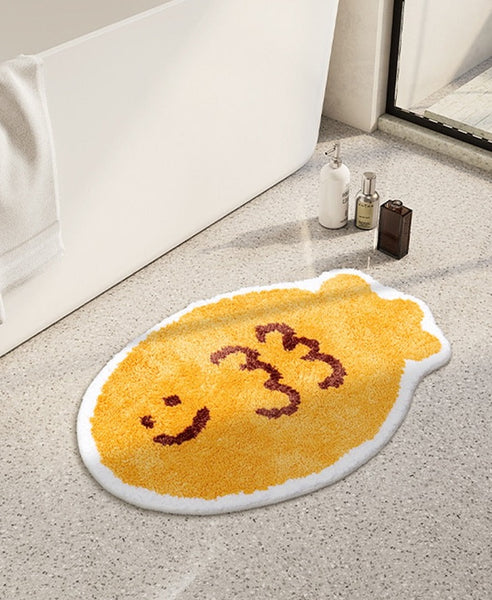 cute taiyaki fish shaped bath mat bathroom rug area rug tufted yellow soft