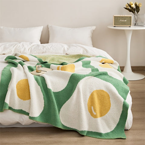 egg sunny side up print throw blanket sofa topping bed cover home decor homewares plush cotton 