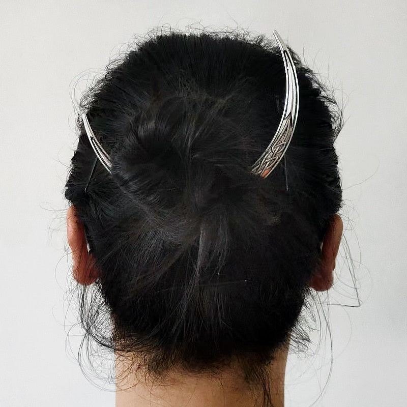 Moon & Pearl Hair Stick / Crescent Moon Celestial Hair Fork