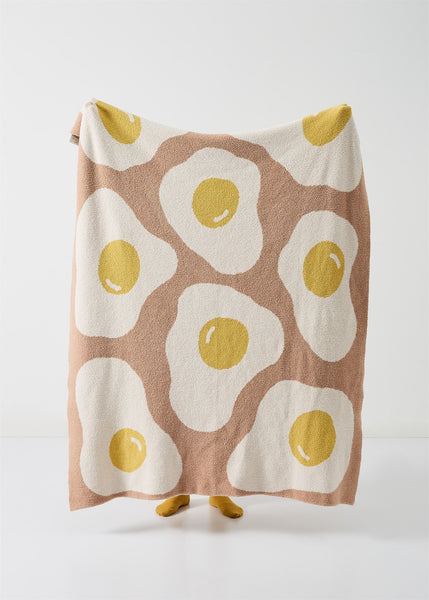 egg sunny side up print throw blanket sofa topping bed cover home decor homewares plush cotton