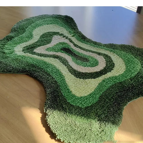 groovy labyrinth maze pattern irregular shape fun tufted rug bathroom rug bath mat home decor interiors