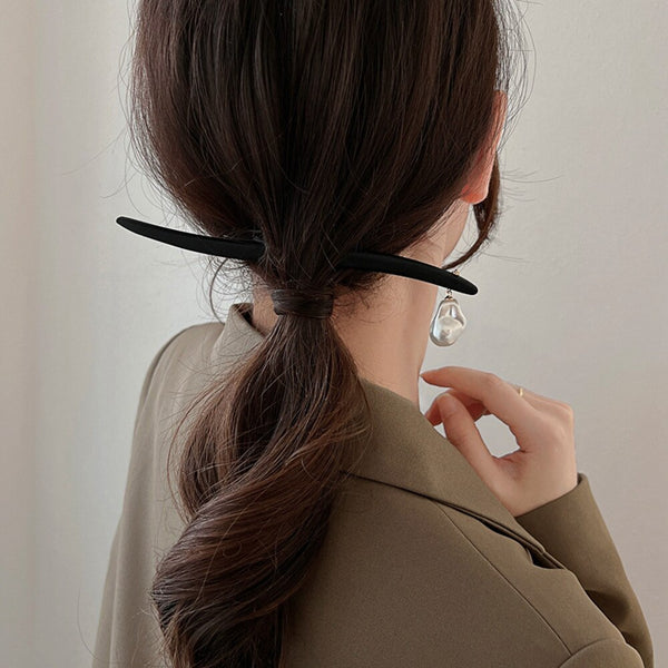 minimal pearl drop hair stick black wave elegant hair fork updo hair accessories jewelry