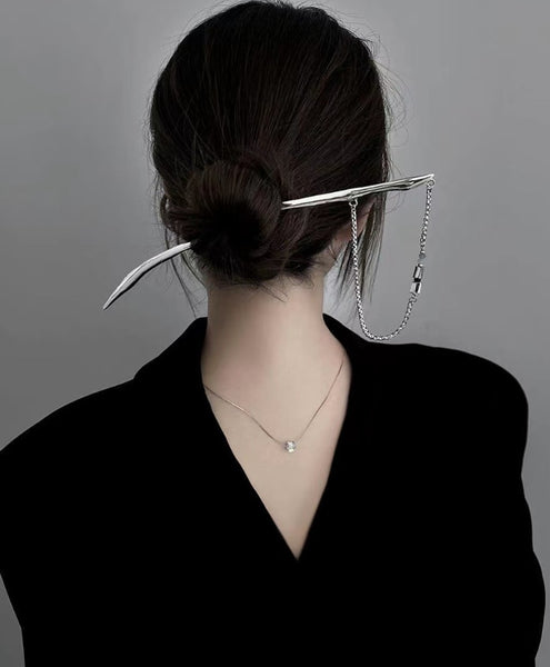 y2k punk rock sword hair stick hair fork hair pin claw accessories silver metal hair updo style