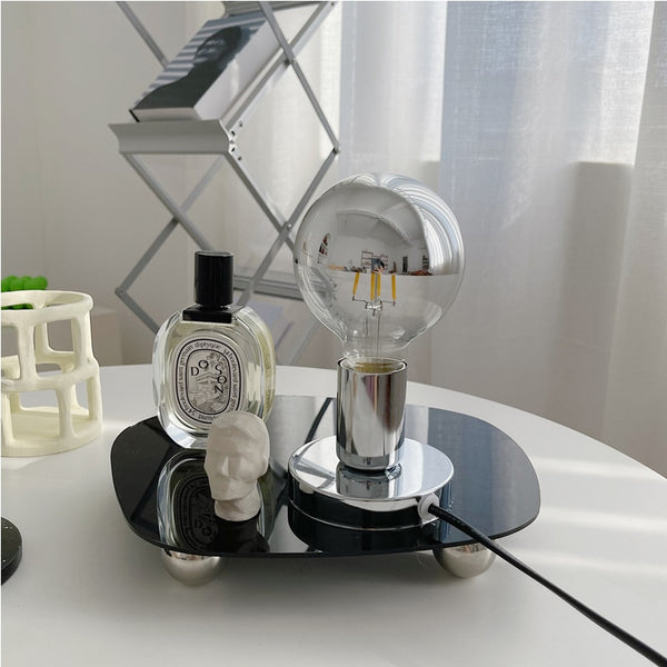 silver bauhaus inspired bulb table lamp study desk lamp lighting luxury mid century