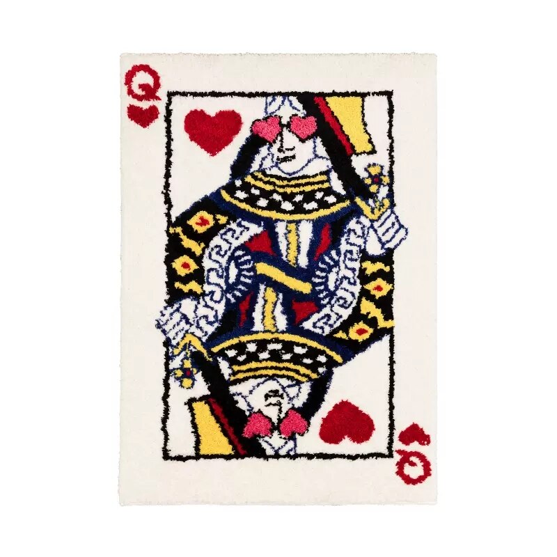 Poker Face Tufted Area Rug - Queen of Hearts Playing Cards Shaped RUG ...