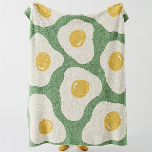 egg sunny side up print throw blanket sofa topping bed cover home decor homewares plush cotton