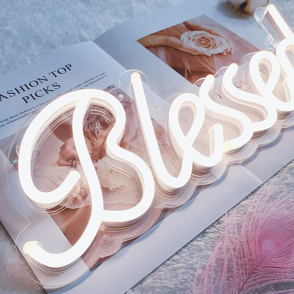 blessed LED neon sign wall decor for engagement parties weddings home decor homewares night lamp
