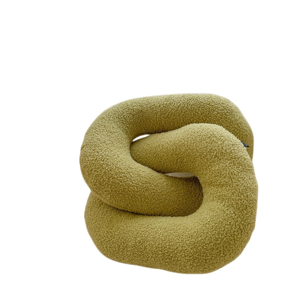 knot twist chain squiggle worm plush throw pillows decorative cushions neutral tones fun shaped earthy minimal nordic home decor living room sofa styling