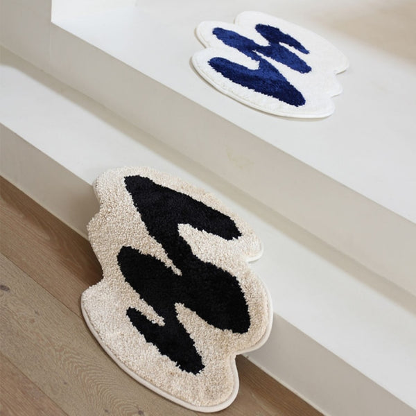 abstract print irregular shaped area rug mini rug bathroom bath mat bathmat colorful fun homewares soft furnishing