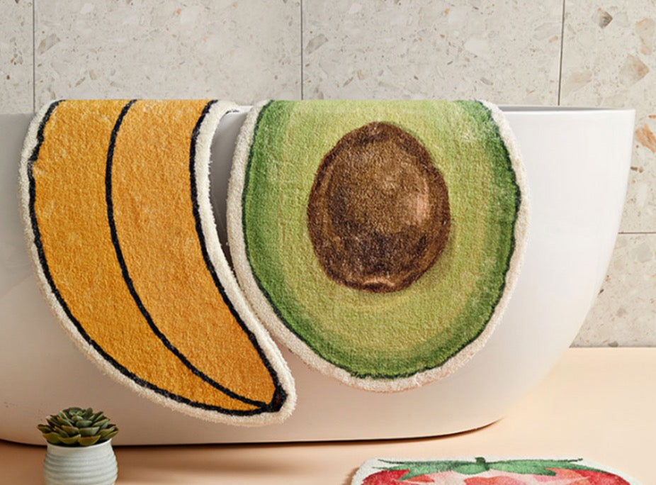 Peppery Home Banana Avocado Bath Mat Fruit Bathroom Rugs fruit shaped