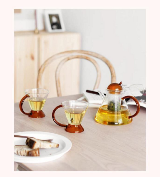 glass teapot and cup set