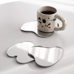 acrylic irregular shaped mirror coaster set decorative modern minimalist design