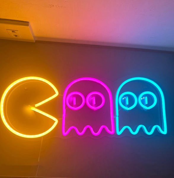 pacman pac-man led neon sign wall decor party colorful colourful homewares wall art night light party lamp