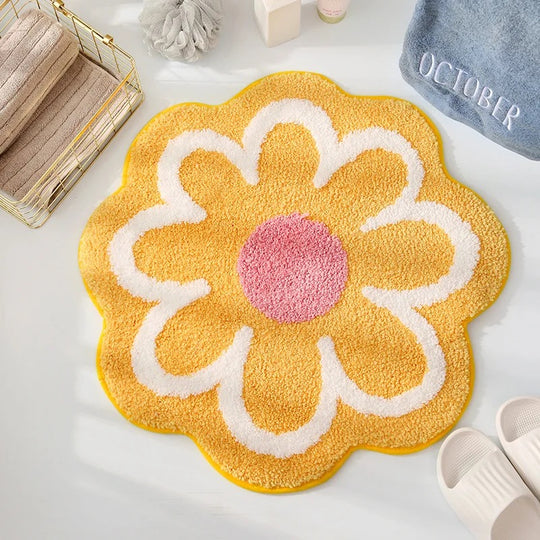 Flower Bath Mat Cute Daisy Bathroom / Area Rug Peppery Home