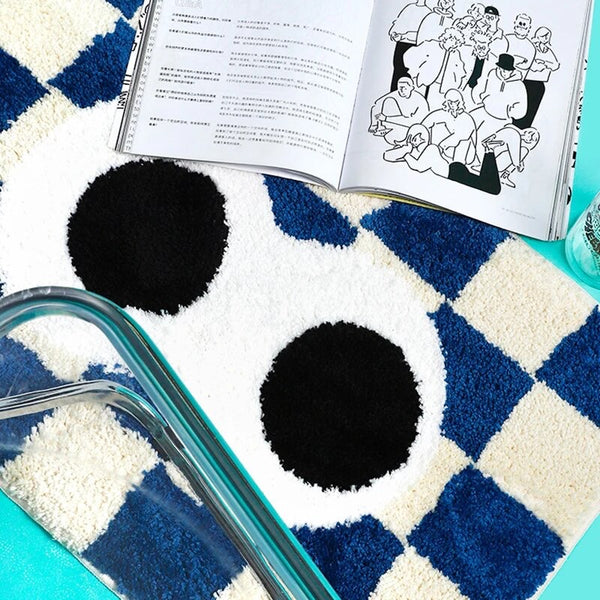 eyes checkerboard grid gingham bath mat bathroom rug carpet tufted fun look home decor
