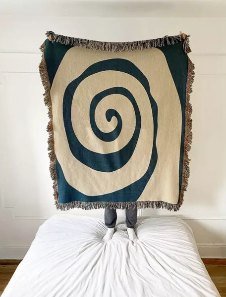 Blue Twirl Throw / Woven Blanket