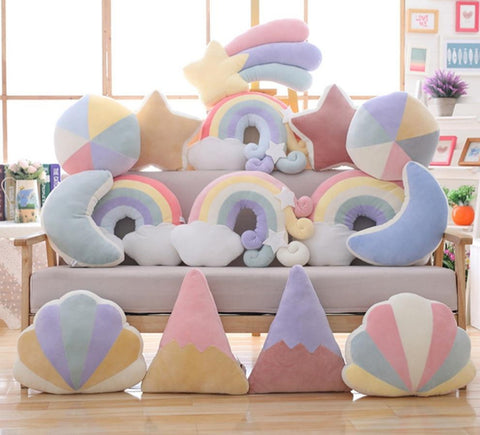 cotton plush decorative cushions for nurseries, rainbow, stars moon