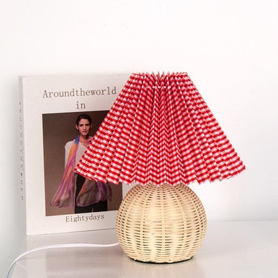 ceramic romantic nordic pleated hat lamp shade bed side table lamp