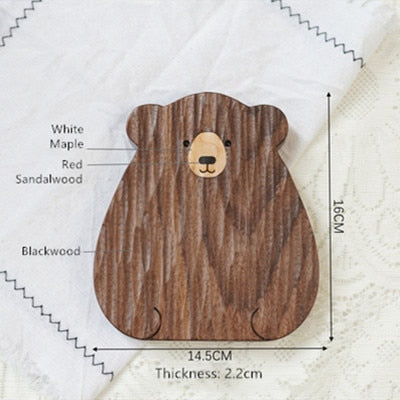 cute bear shaped cutting chopping board cheese plate serving tray natural wood