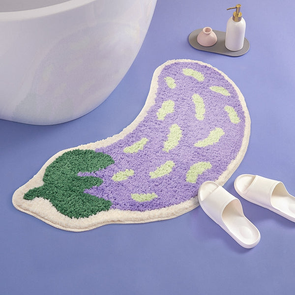 fun eggplant bath mat bathroom rug carpet 