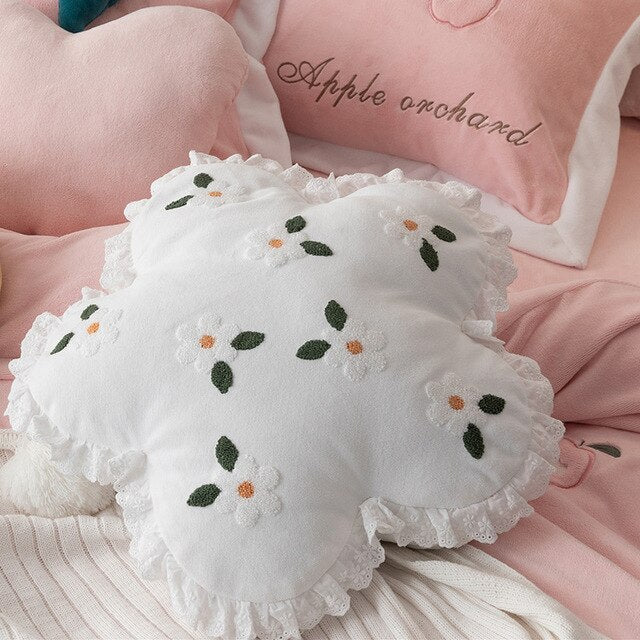 peach pear and flower cushion throw pillow