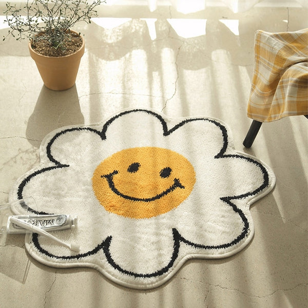 emoji smiling daisy bathroom rug bathmat bath mat