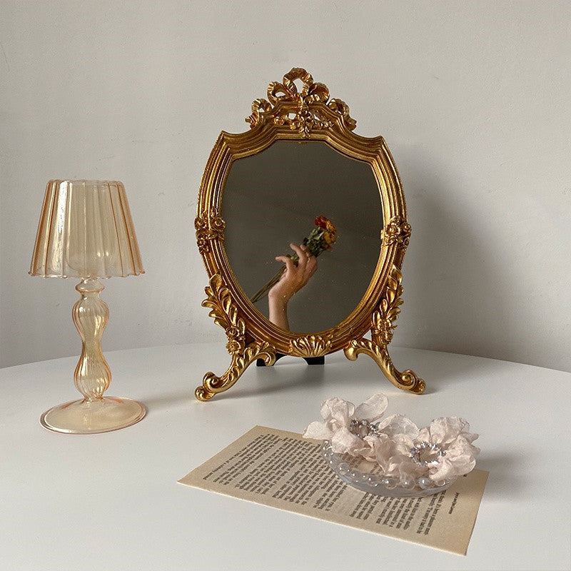 Gold Vintage Decorative Mirror - Vanity Small Retro Romantic Antique Mirror Peppery Home Gold Vintage Decorative Mirror - Vanity Small Retro Romantic Antique Mirror Peppery Home
