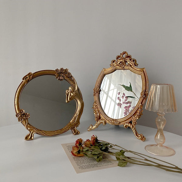 vintage retro antique gold vanity mirror decor bedroom living room romantic cute