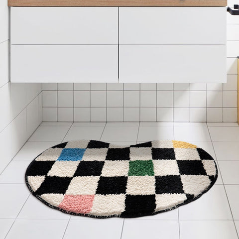 checkered rug bathroom bath mat bathmat fun