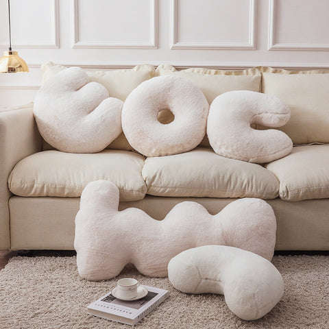 donut letter nordic plush cushion throw pillow