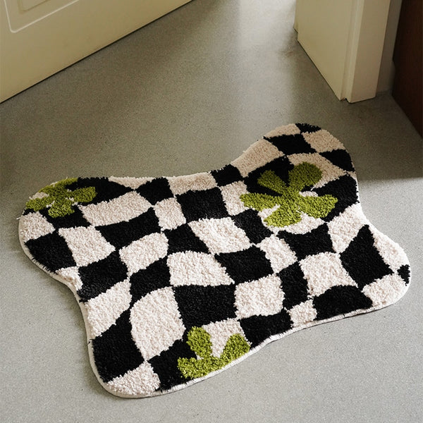 checkered checkerboard fun bathroom rug bath mat home decoration