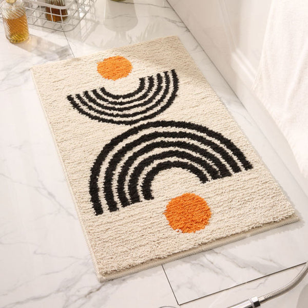 moon boho black and white bathmat bathroom rug bath mat