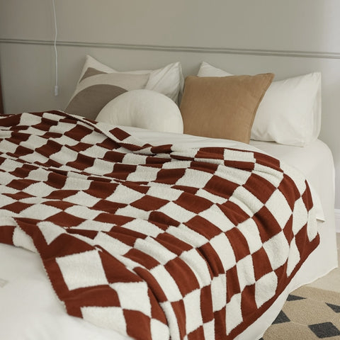 checkerboard print pattern throw plush blanket sofa throw colorful colourful punk