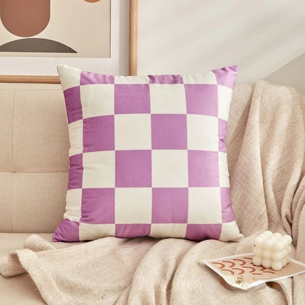 checkerboard throw pillow sofa decorative cushions bedroom living room decor couch styling pastel colors colours