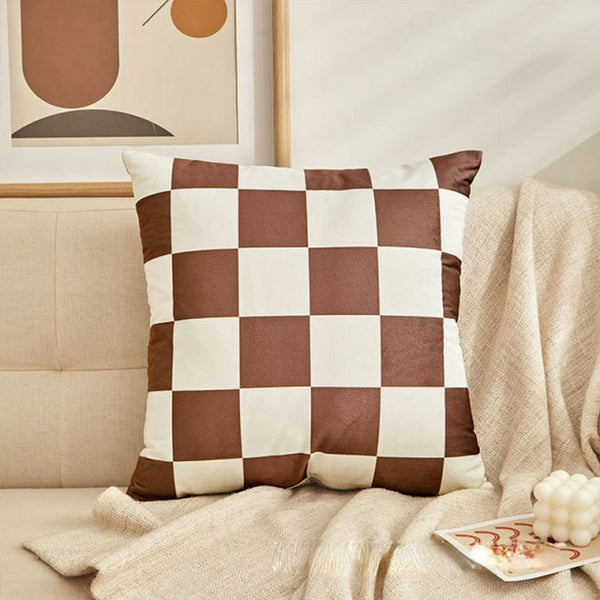checkerboard throw pillow sofa decorative cushions bedroom living room decor couch styling pastel colors colours