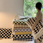 checkered checkerboard print plush fleece blanket throw checker pattern colorful sofa bedroom